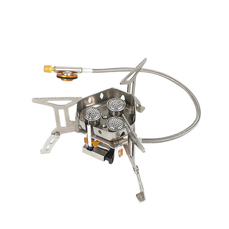 Menghuo Windproof Portable Three-Burner Camping Stove for Outdoor and Self-Driving Adventures