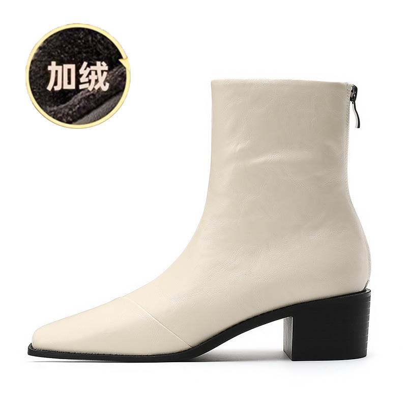 5083-3 autumn and winter fashionable pointed cowboy boots, design sense V-mouth soft leather thin Martin boots thick sole