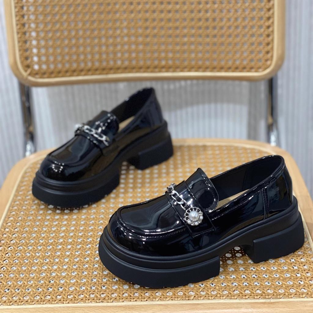 Black Loafer Small Leather Shoes for Women's 2025 Spring New Platform-soled Retro British Style Versatile Japanese Mary Jane Single Shoes