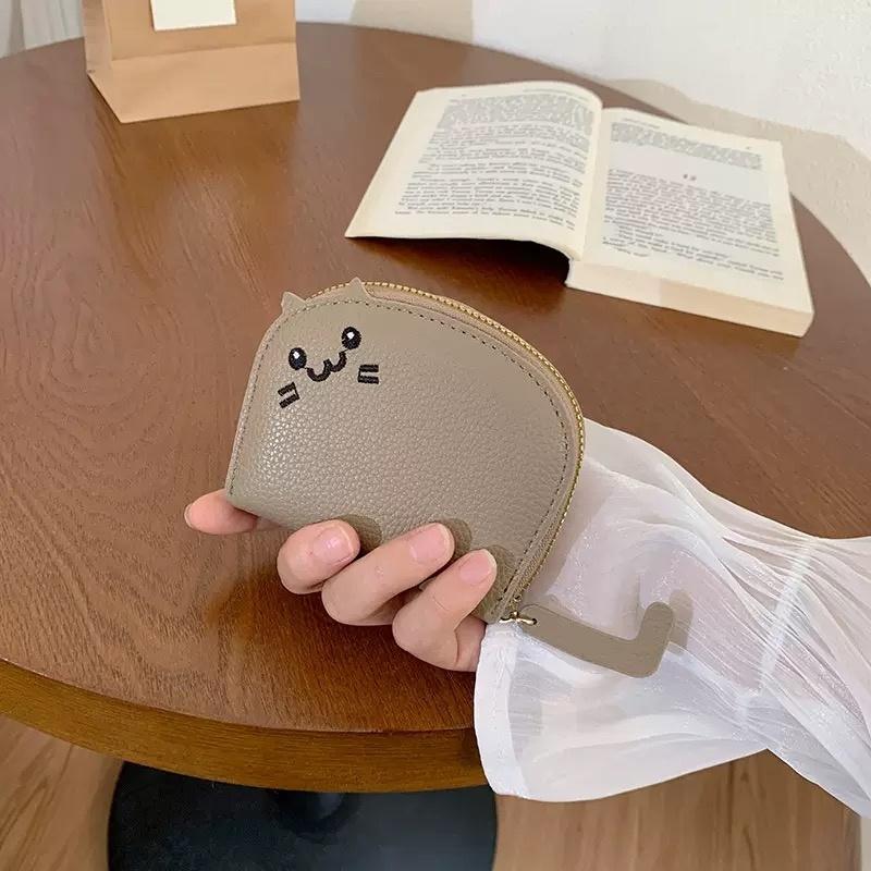 Cartoon Cat Shaped Design Wallet Women's Multi-card Slots Holder Cute Fashion Faux Leather Coin Purse Creative ID Card Holder