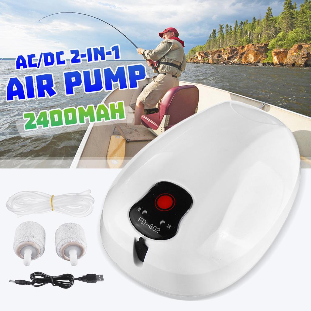 AC/DC Air Pump Fish Tank Ultra-Quiet Single/Twin Outlet Aquarium Wild ...
