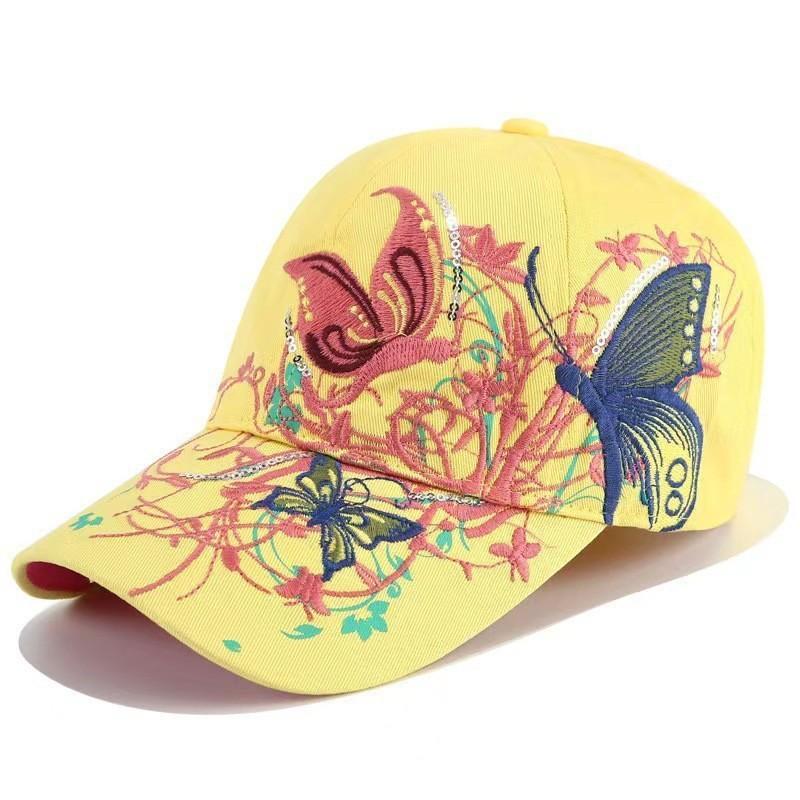 Sparkling Butterfly Embroidered Baseball Caps Suitable For Men And Women For Sun Protection During Outdoor Travel And Sports
