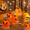 Solar-Powered Halloween Pumpkin Wind Chimes with Colorful LED Lights Angry Pumpkin Hanging Decor for Garden Porch Patio Windows