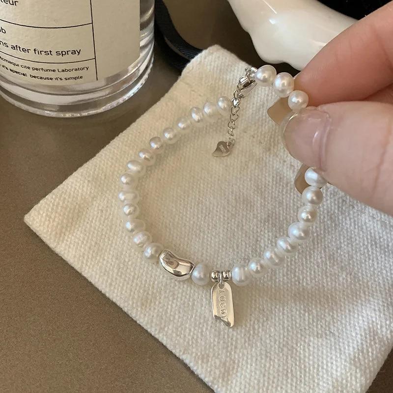 VENTFILLE Bracelet en argent sterling 925 avec perles et nœuds en bambou pour femme et fille, bijoux coréens simples, cadeau d'anniversaire, livraison directe