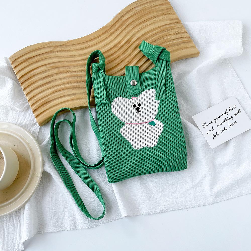 Cute And Sweet Knitted Mobile Phone Bag Shoulder Crossover Handheld Premium Mini Small Bag Mobile Phone Bag