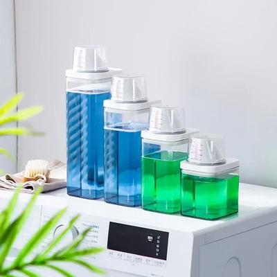 Transparent Multipurpose Storage Jar with Non-leakage Design and Measuring Cup for Laundry Powder and Detergent