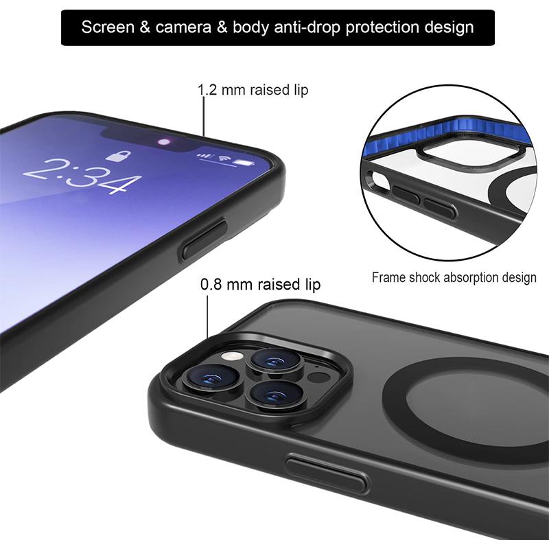 Custodia Magnetica per Cellulare con Cavalletto Cover Nera Trasparente con Supporto per iPhone 17 Pro Max 16 15 14 13 12 Mini 11