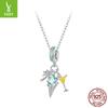 S925 Silver Beach Pendant Cocktail Ocean Style Personality Diy Bracelet Beaded Accessories