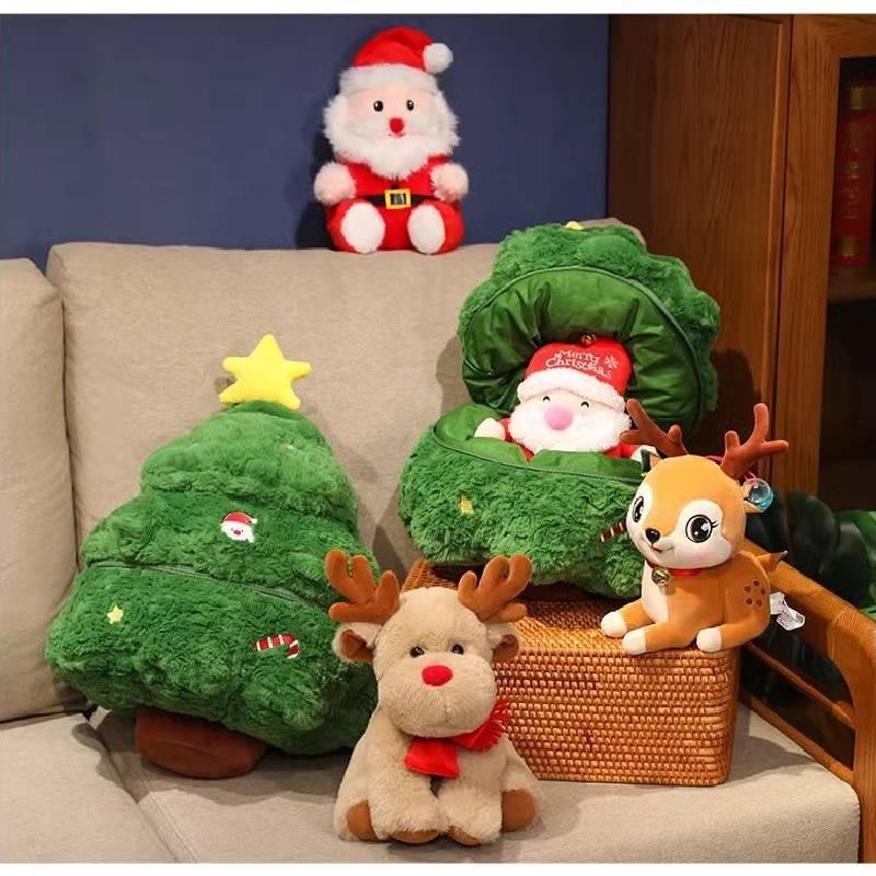 Elk Claus Santa Christmas Tree Plush Toy Cartoon Stuffed Doll Gift Decoration