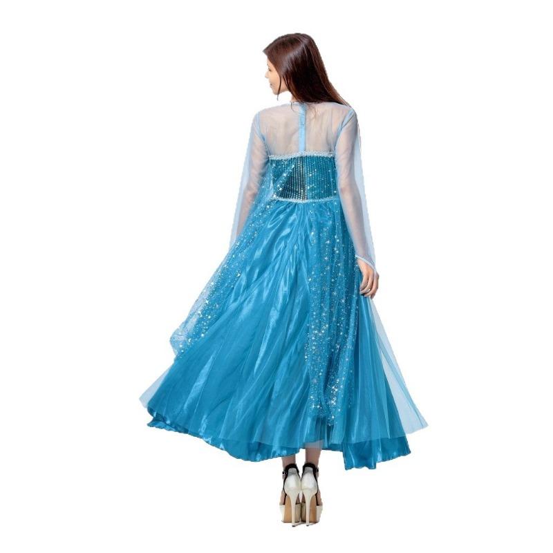 Halloween Frozen Adult Princess Elsa, Blue Dress, Stage Play Costume