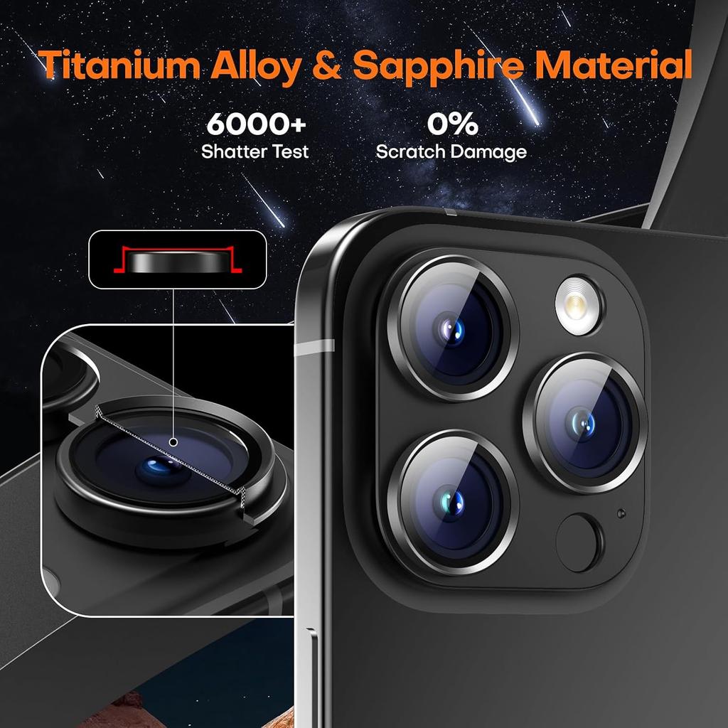 2 buc. capac de protectie a lentilelor aparatului foto din titan negru pentru iPhone 16 Pro Max 15 Plus 14 13 Mini 12 11 16Pro 2024 Film de protectie Accesorii pentru telefon