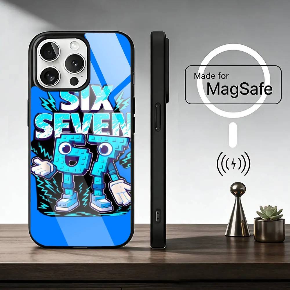 67 Six-S-Seven Phone Case For iPhone17,16,15,14,13,12,11 Plus,Pro Magnetic For Magsafe Wireless Charging