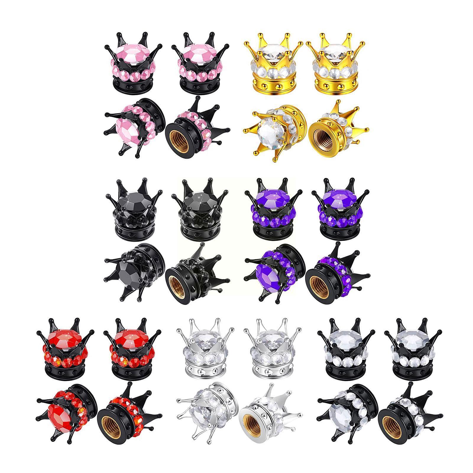 

4pcs Silver Crown Purple Diamond Car Tire Tyre Valve Caps Covers Car Motorcycle Bicycle Air Cover Auto Airtight Stems For B W1D6