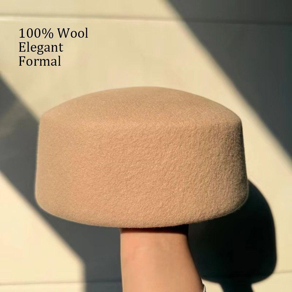 Elegant Fedoras Hats Hard Top Flat Millinery Berets Fashion Pillbox Hat  for Party