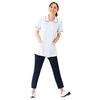 Nursery Women's Open-Collar Piping Jacket, Opaque, Stretch, Medical/Nursing Coat, Size Small, White/Pink, 769112A