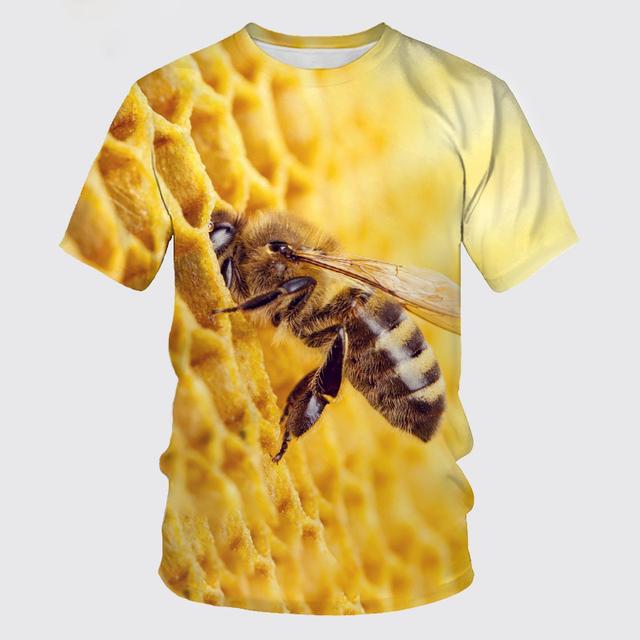 Summer Fashion Casual Honeybee graphic t shirts Men 3D Trend Printing Personality harajuku Round Neck Short Sleeve Tees Tops