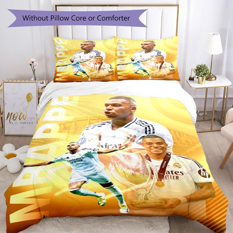 Star Player Kylian Mbapp Comforter Cover Set Design For Playroom Machine Washable Christmas Gift