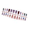 24PCS Press On Nails Polka Dot Stripe 3D Cherry Blueberry Almond Shape Fake Nails Wearable Full Cover Nails Tips For Women