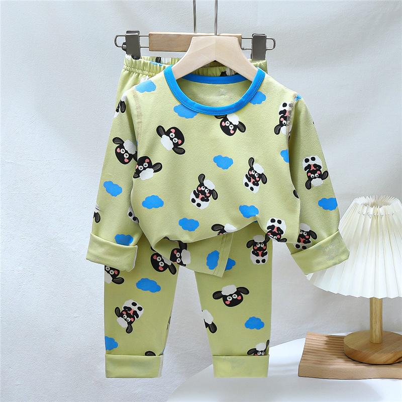 Kids Underwear Set Cotton Thermal Pajamas Boys Girls Stretchy LYCRA Long Sleeve Top Pants Homewear Sleepwear