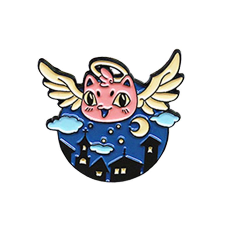 Fashionable Creative Enamel Angel Pin: Brings Good Luck to Families at Night