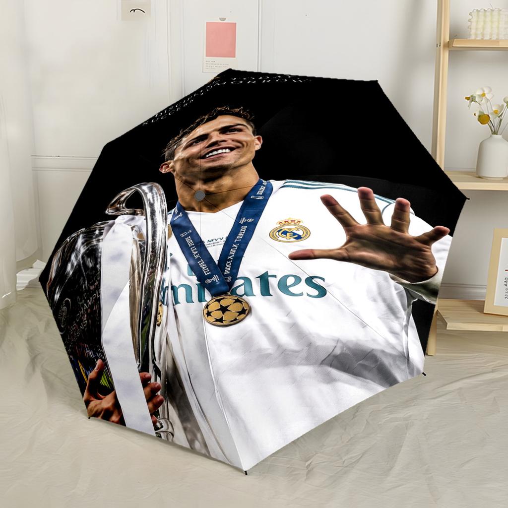 Ronaldo's Legacy Football Automatic Umbrella Compact & Durable 8-Rib Design Durable Plastic & Iron All-Season Travel Fashionable