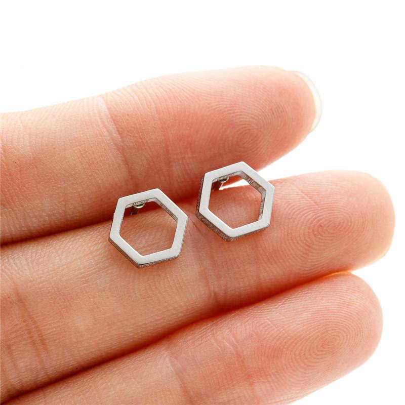 Kleine Edelstahl-Ohrringe Geometrisch Damen Herren Minimalistisch Rund Herz Mond Stern Ohrstecker Dreieck Pendientes Geschenk