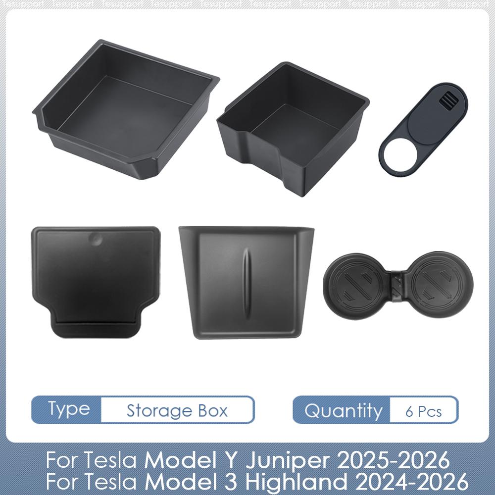 Storage Box For Tesla Model Y Juniper Model 3 Highland Accessories Center Console Organizer Armrest Box For Model 3/Y 2026