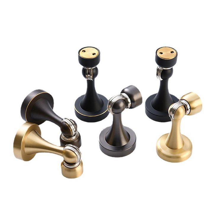Luxury Cylindrical Brass Magnetic Door Holder Stopper Bedroom Brass Magnetic Suction Anti-Collision Door Stopper
