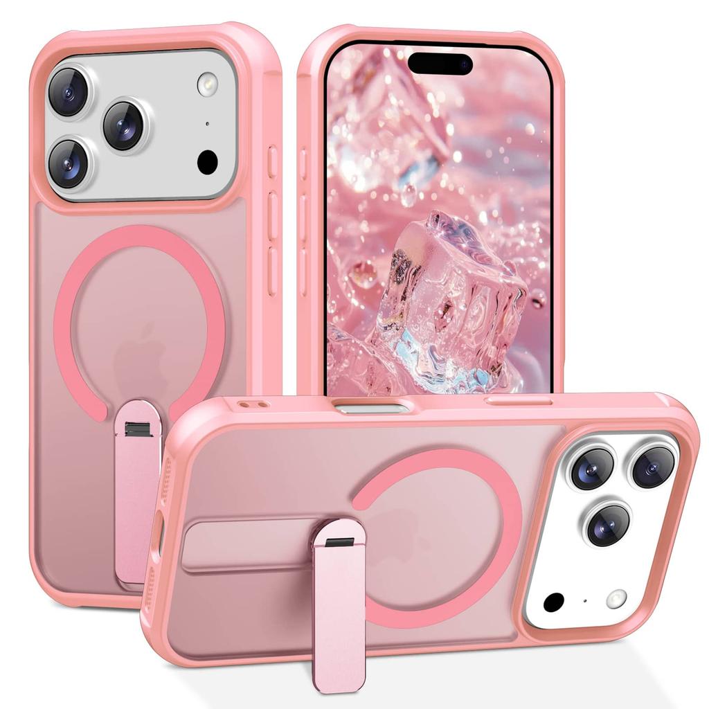 Magnetic Slim Case for iPhone 17 Pro Max/Air Invisible Kickstand Anti-Slip Shockproof Translucent Phone Cover with Strong Magnet