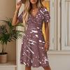 Women's Summer Classic Print Dress Casual Beach A-line V-neck Loose Sundress