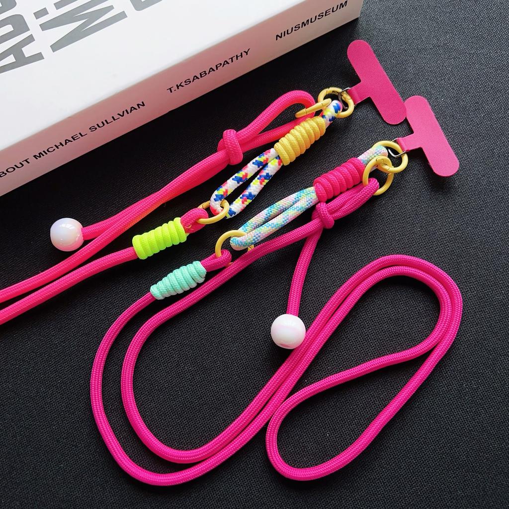 DIY Two-In-One Adjustable Mobile Phone Lanyard, Crossbody Long Rope, Wrist Short Rope, Multi-Functional Pearl Accessory Lanyard