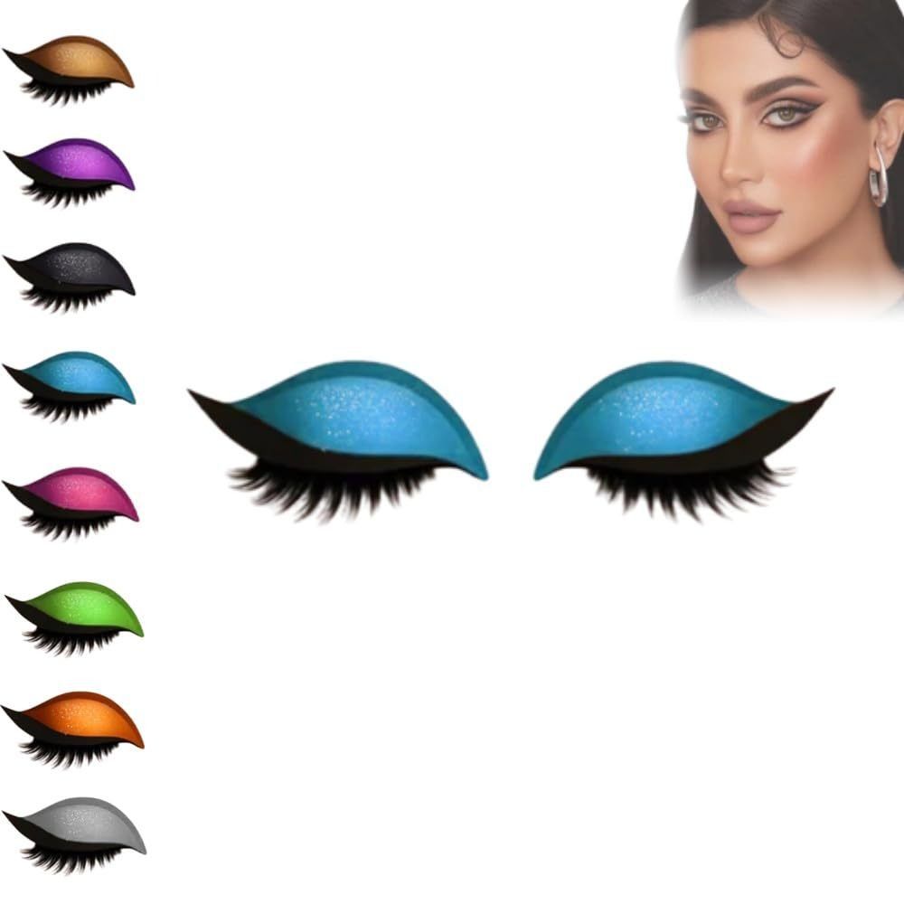 2 Pairs Self-Adhesive 3-in-1 Eye Makeup Sticker Reusable Party Makeup Stickers  Female