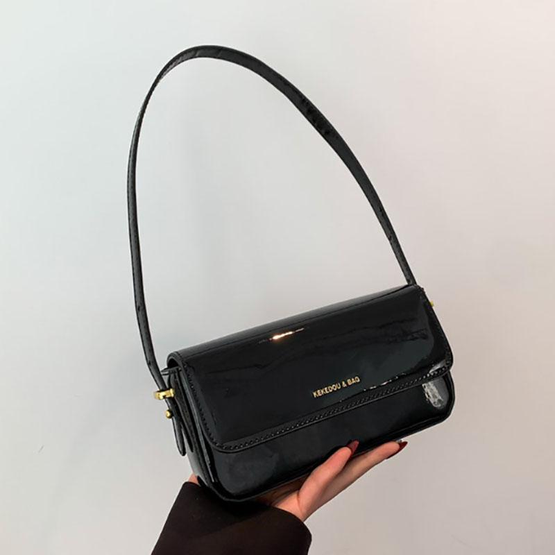 Glossy Patent Leather Fashion Underarm Bag Simple Light Luxury Texture Crossbody Bag Women's  New Commuter Small Square Bag