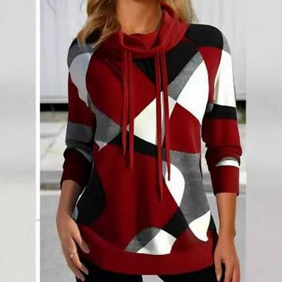 2024 European & American High Collar Printed Fashion Sweatshirt