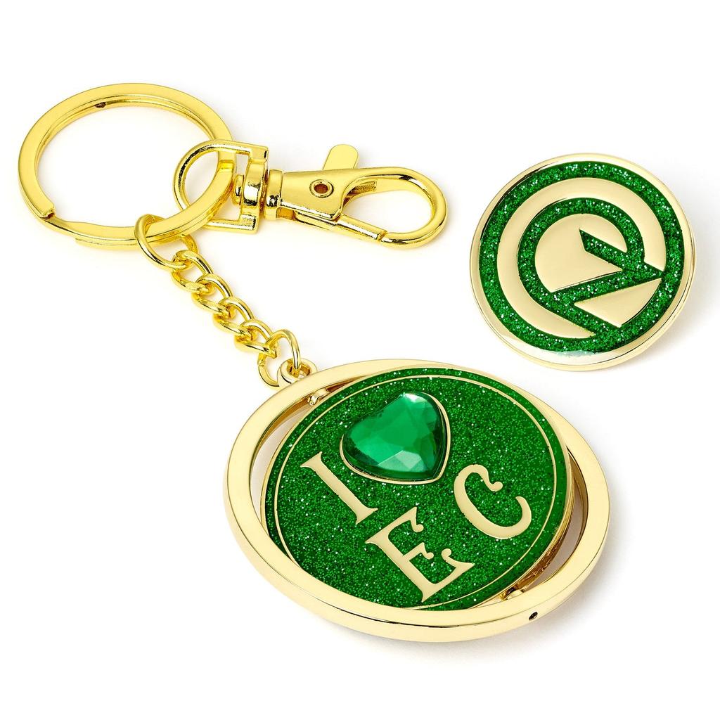 Wicked I Love Emerald City Keyring & Oz Logo Pin Badge Gift Set