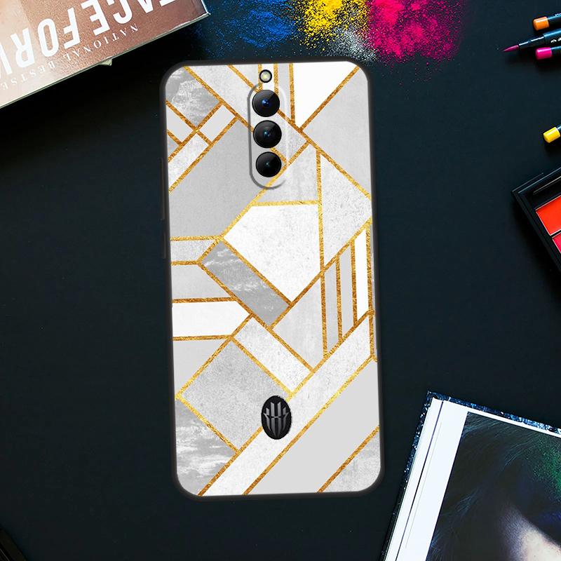 Geometric Marble Case For ZTE Nubia Red Magic 9 Pro Plus RedMagic 8 8S Pro Plus 6 7 6S 7S Pro 5G 5S 6R Cover