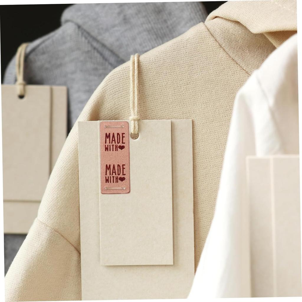 SEWACC 50pcs Leather Handmade Label Tags for Crochet, Sewing, Knitting Supplies - Clothing Labels for Handmade Items