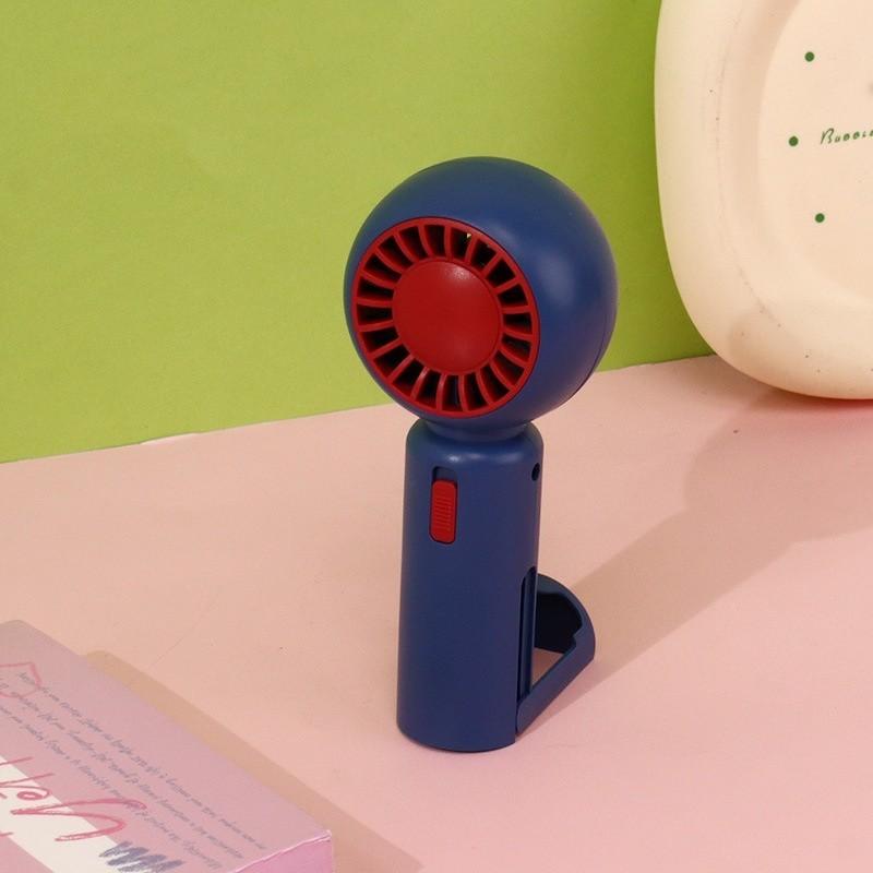 Mini Foldable Portable Usb Handheld Fan Cute Cartoon Style Deep Blue