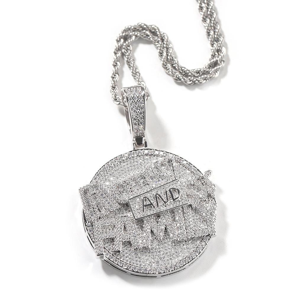 New Money and Family Letter Pendant Trendy Cool Diamond Set, Men's Necklace