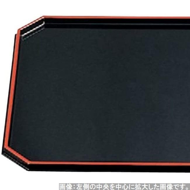 Made in Easy to 4 Shaku 4 Corner Cut Black and SL x 33cm x J-kitchens Placemat, Tray, Japan, Use, Long, Red, (42cm 1.5cm)