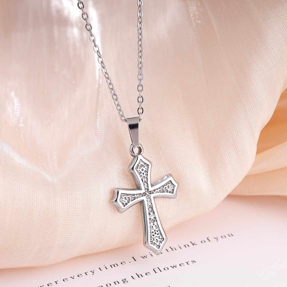 Gold Plated Titanium Steel Cross Pendant Necklace - Trendy Hip Hop Style for Men and Women