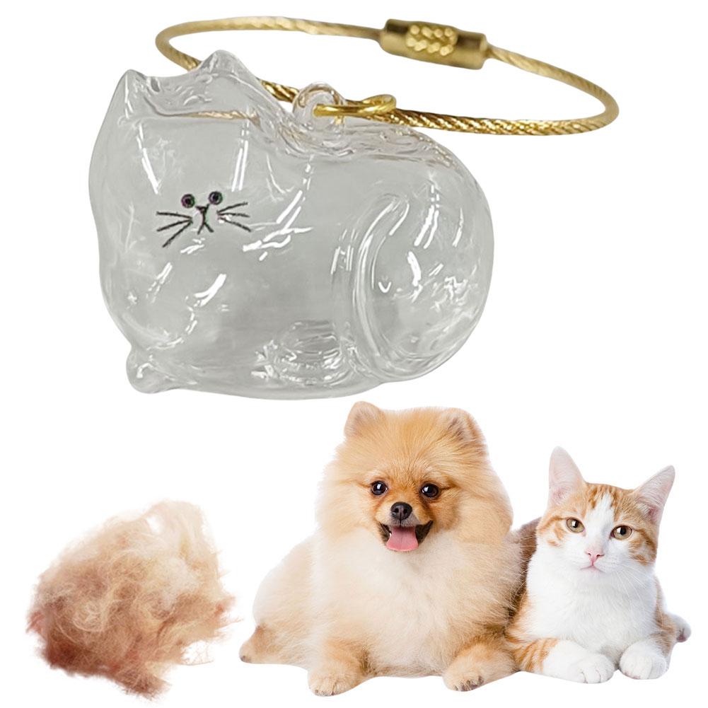 Cat Keychain Pendant Cat Hair Storage Box Pet Fur Keepsake Capsule Pet Hair Bag Backpack Hanging Pet Hair Souvenirs DIY Crafts