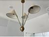 3 Light Fabric Shades Pendant Mid Century Modern Raw Brass Sputnik Chandelier Light Fixture