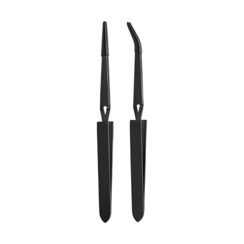 2Pcs Reverse Tweezers Stainless Steel Tweezers with Rubber Tip Comfortable Handle Tweezer Tongs for Repairing