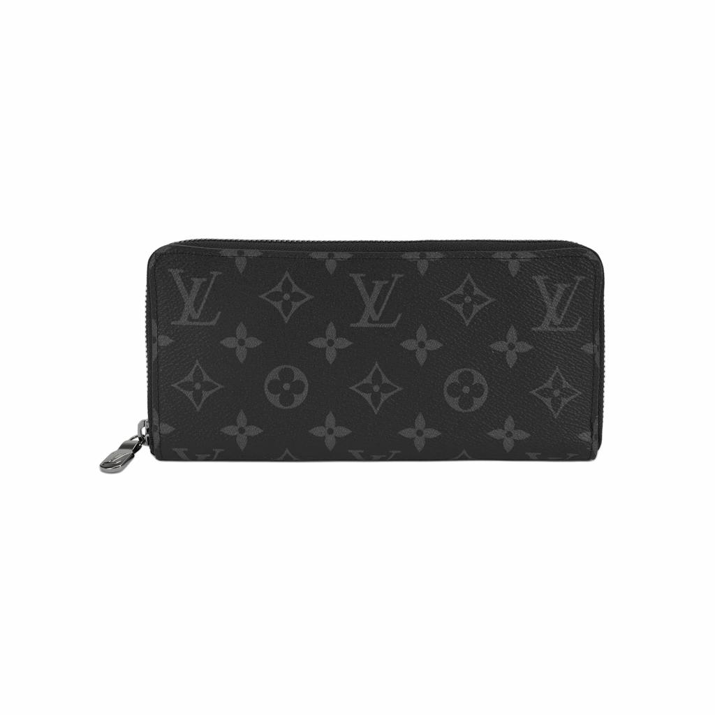Louis Vuitton Zippy Letter Logo Zip Wallet Monogram Eclipse Canvas Women Wallet Gray M11611