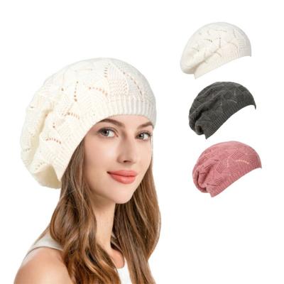 Solid Color Pullover Cap Twist Crochet Female Berets Fashion Beanies Cap  Autumn