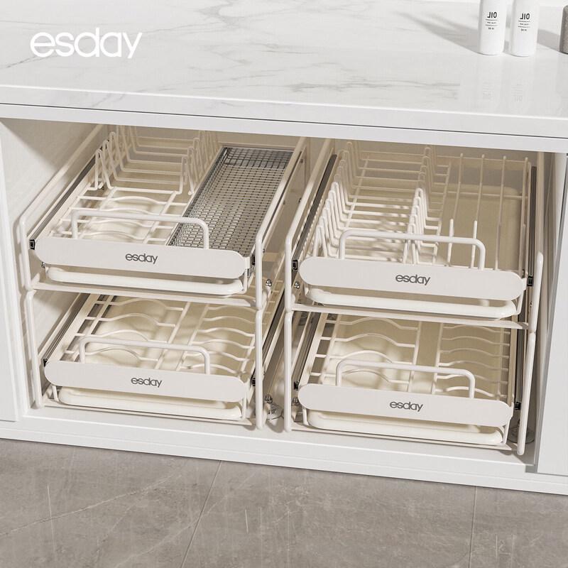 Qiwei Kitchen Cabinet Pull-Out Dish Drainer Rack