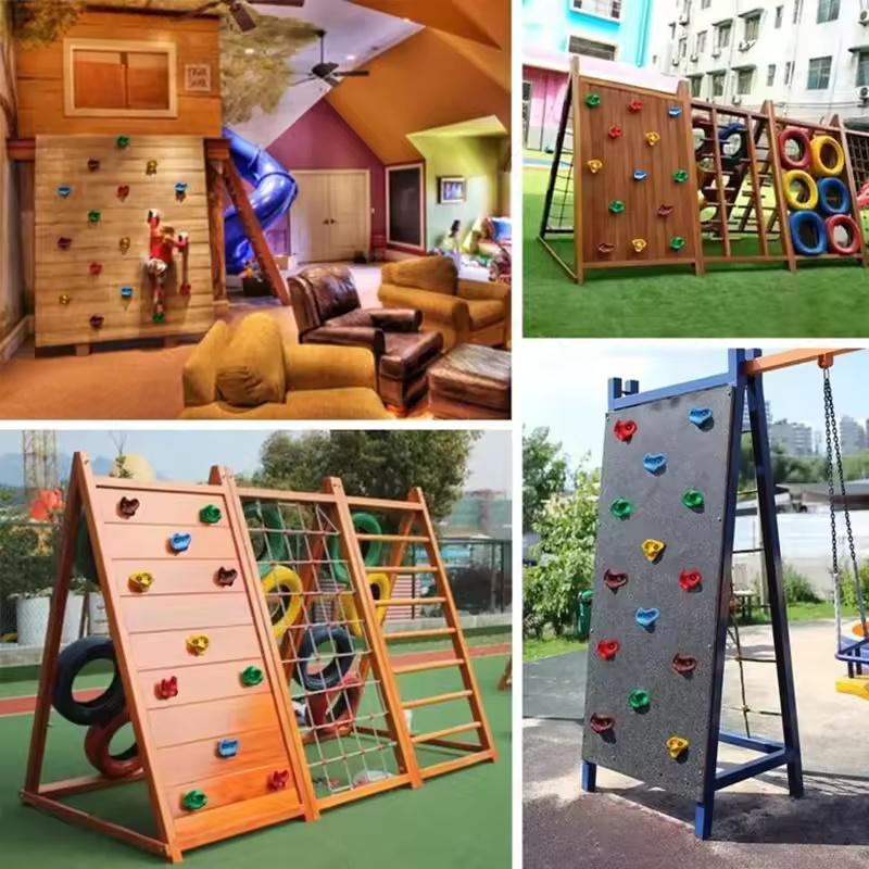 Holz Felsenkletterwand Griffe Ninja Baumklettertraining Spielzeug Outdoor Spielplatz Abenteuerspiele Übungsaktivität Spaß Sport