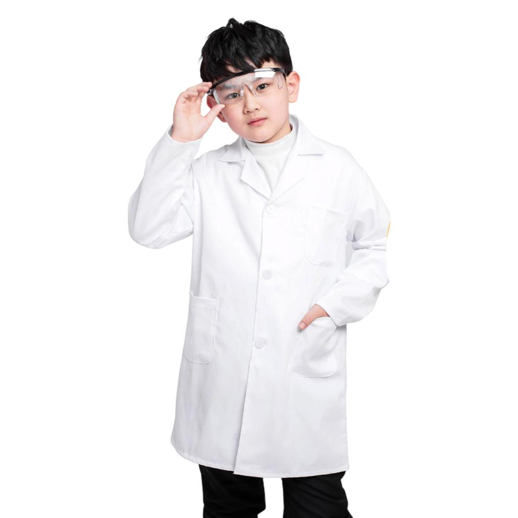 Cotton Childrens Lab Coat With Functional Pockets Science Role Play Costume Adjustable Design Multiple Color Option