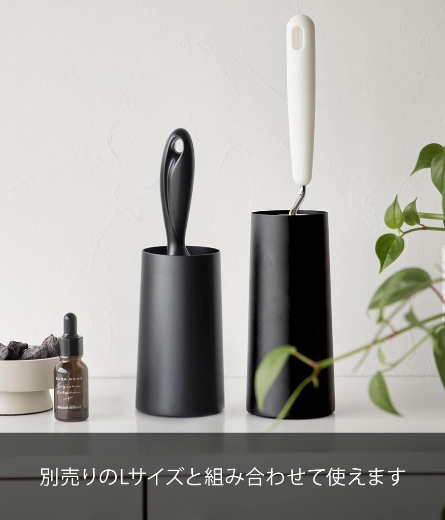 Yamazaki Jitsugyo Adhesive Cleaner Stand S Vertical Black Approx. W7.5 x D7.5 x H13.5cm Tower Adhesive Cleaner for Clothes Mini Storage Case Entrance
